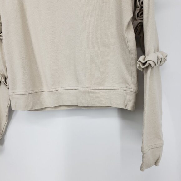 3/$25 For The Republic Ruffle Trim Pullover Sweatshirt S Womens Crew Beige Cream - Picture 4 of 8
